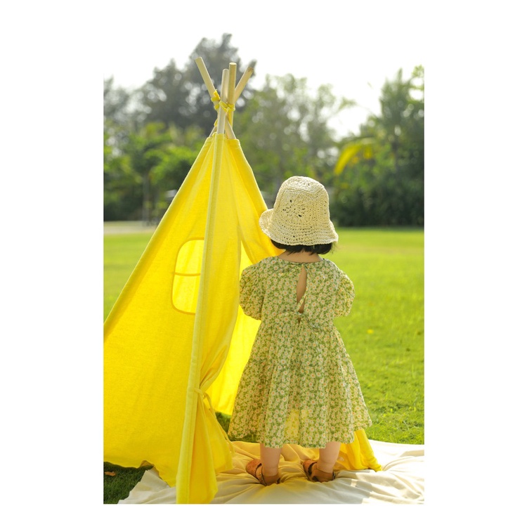 Váy bé gái maxi họa tiết hoa cúc xanh đầm bé cực xinh Mini Kids G04