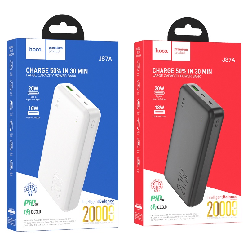 Sạc Dự Phòng Hoco J87A 20000mah sạc nhanh 20W, QC3.0 - bảo hành 1 năm đổi mới