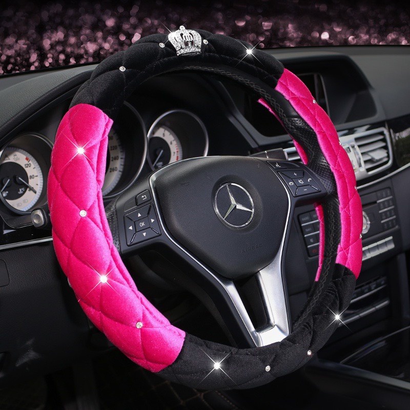 XẢ HÀNG Bọc vô lăng nhung vương miện đính đá