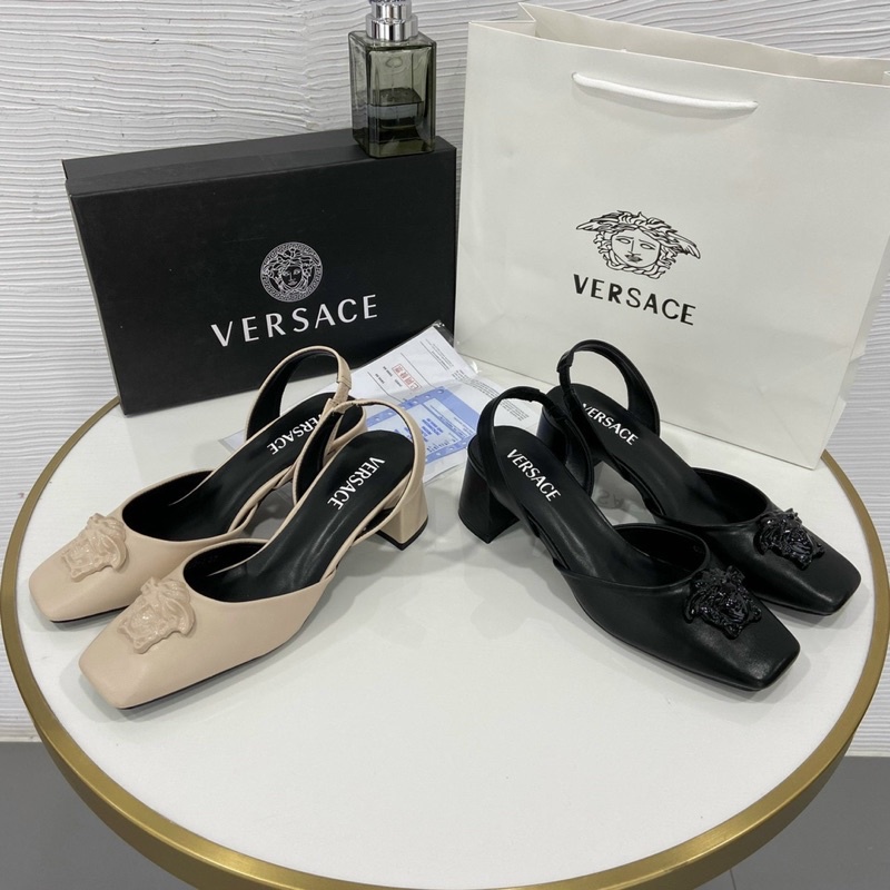 Sandal versace mặt khoá gót trụ fullbox