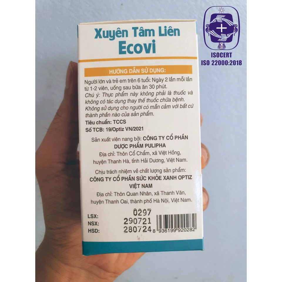 Viên uống thảo mộc xuyên tâm liên, nâng cao sức đề kháng và hệ miễn dịch