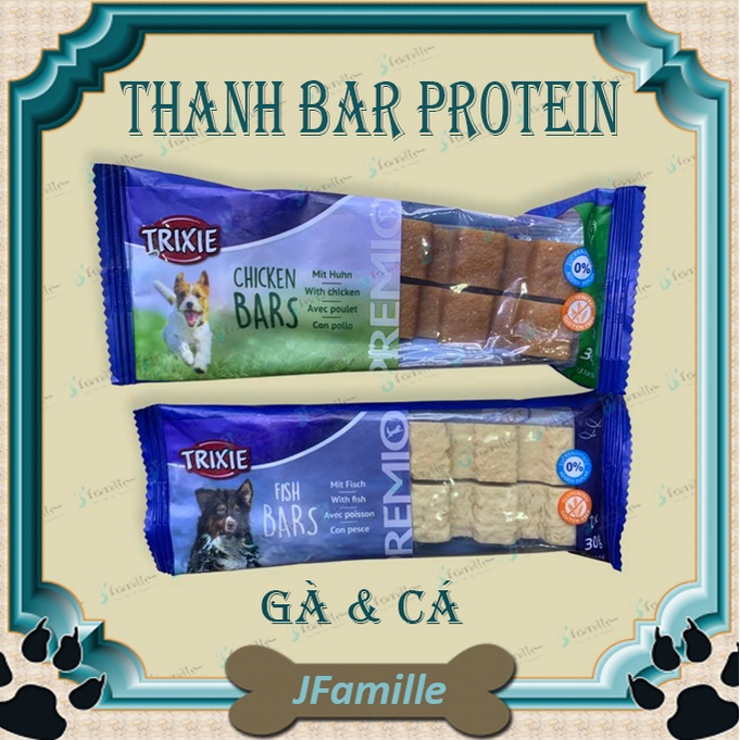 [SẠCH RĂNG]Treat Thưởng Huấn Luyện JFamille, Thanh Bar Protein Vị Gà và Cá, Bổ Sung Dinh Dưỡng Cho Thú Cưng. JF131