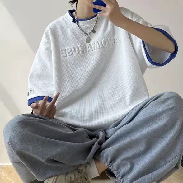 Áo phông nữ  áo đôi áo nam Hàn Quốc Màu sắc rắn simple áo thun nam cổ tròn áo bigsize mùa hè áo thun unisex