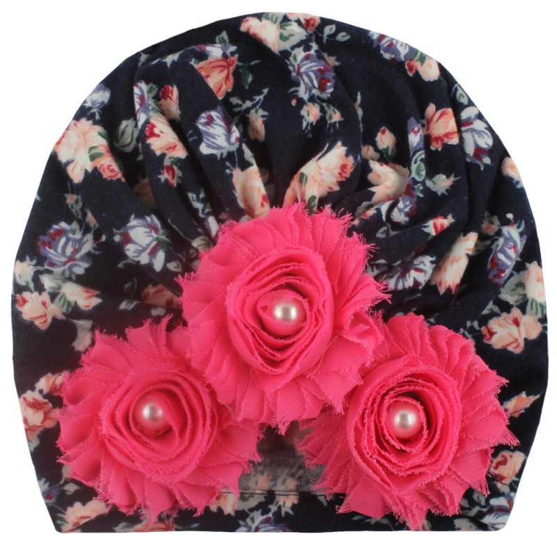 Mũ trùm đầu đính hoa và ngọc trai đáng yêu cho bé gái