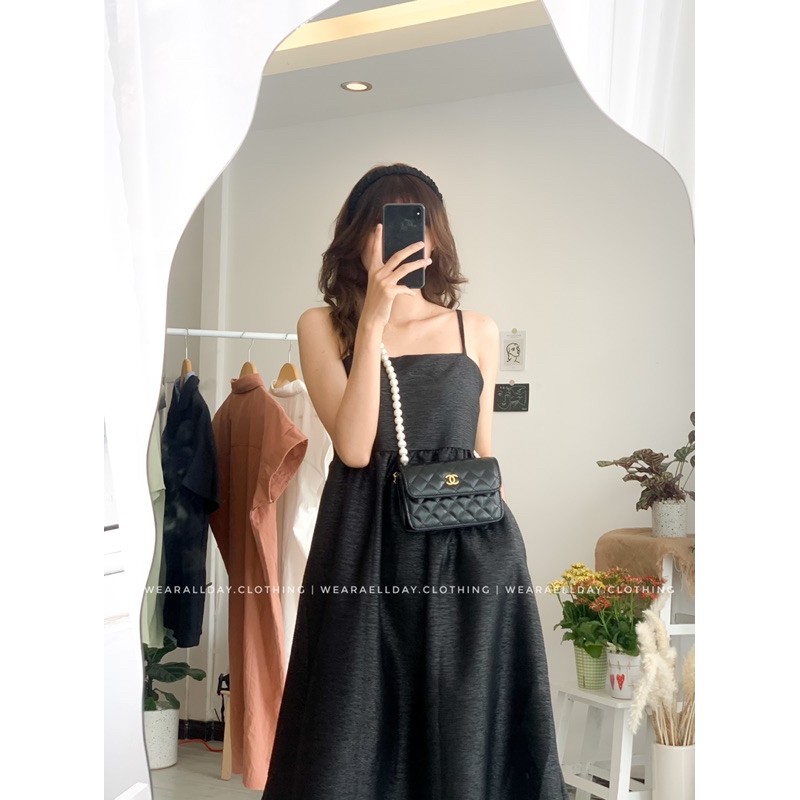 Váy Hai Dây Váy Gấm 2 Dây Dập Nhăn Phồng Cao Cấp | BigBuy360 - bigbuy360.vn