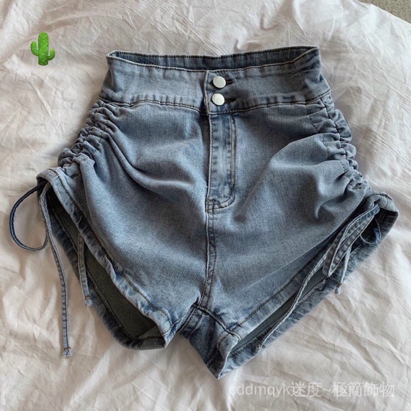 Quần short đùi jean dây rút hai bên p