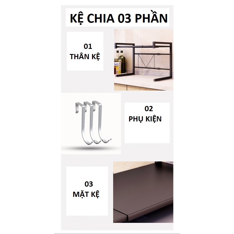 Kệ lò vi sóng 2 tầng để đồ nhà bếp đa năng thép Carbon 5 lớp chống han gỉ LABI VN LB068