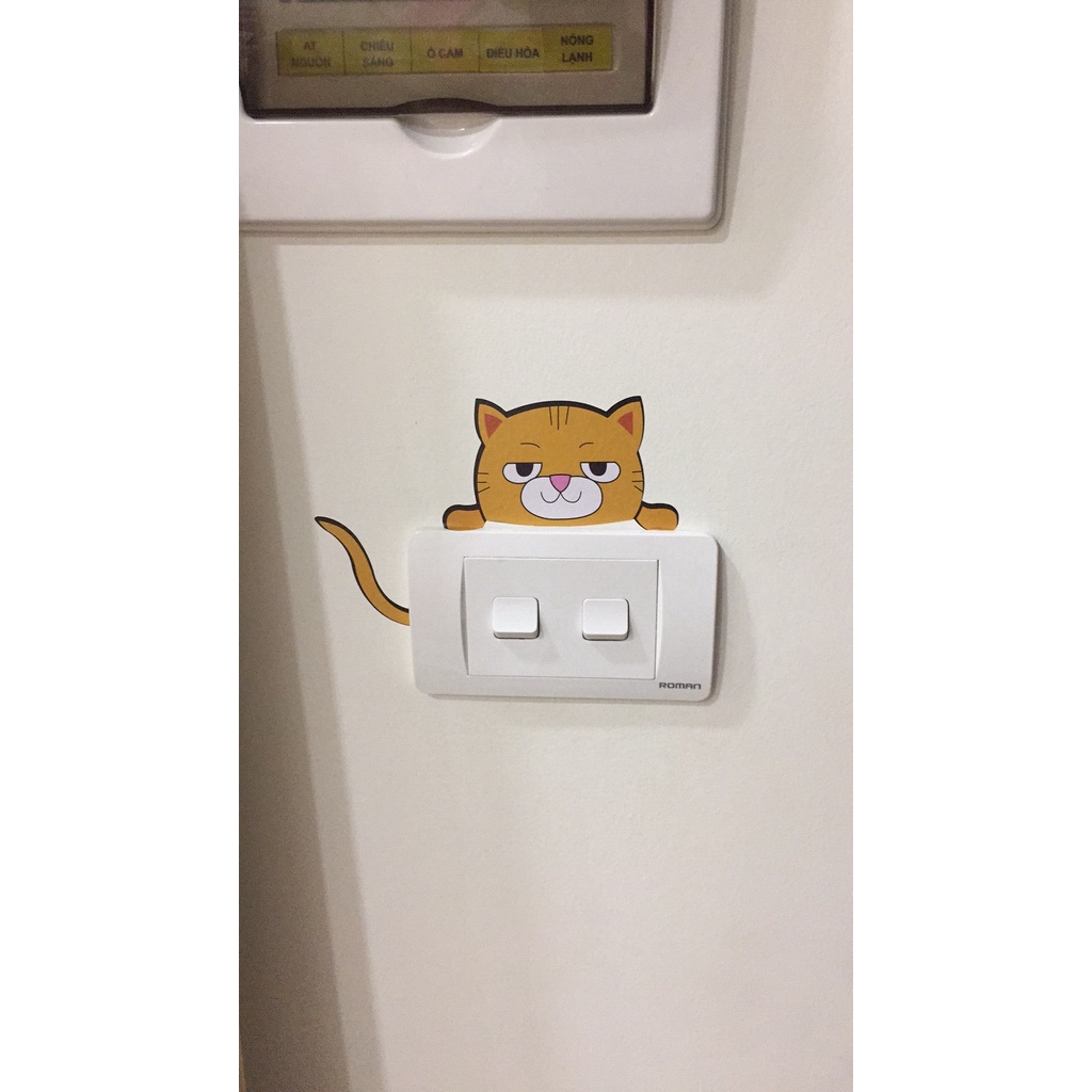 Decal dán tường công tắc đèn 11 HÌNH THÚ