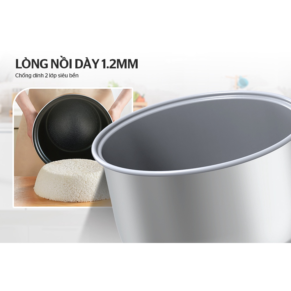 Nồi cơm điện Sunhouse SHD8621, Công suất 700W, Dung tích 1.8 lít, Sản xuất tại Việt Nam, Bảo hành 12 tháng
