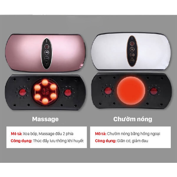 Đai Massage Bụng Giảm Mỡ, Máy Rung Đánh Tan Mỡ Bụng Cao Cấp - Rung, Chườm Nóng, Sạc 12V