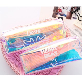 Taeyang369hz CUTE 🌈 Túi Đựng Bút Hologram Trong Suốt Xinh Xắn Sức Chứa Lớn Thời Trang J97 Hộp Bóp Viết Laser Mỹ Phẩm Ốp