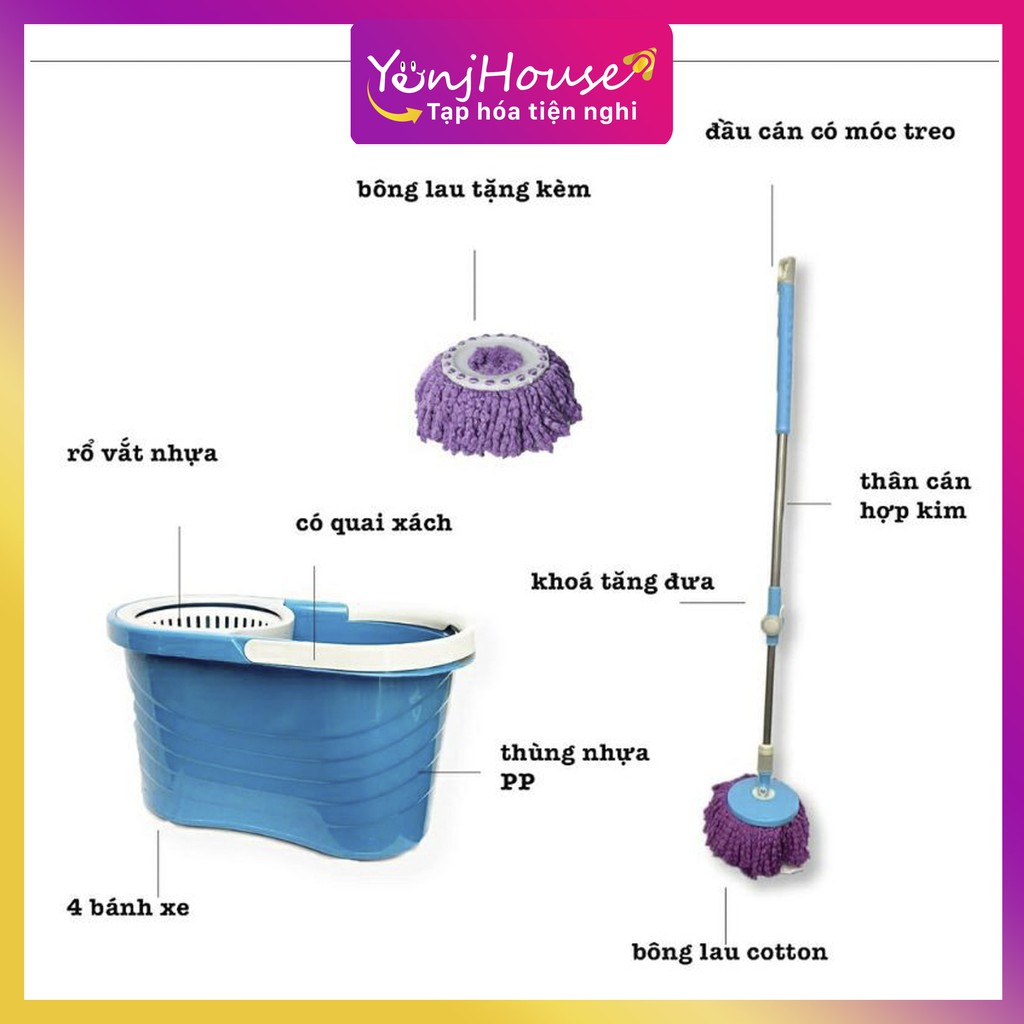 BỘ LAU NHÀ 360 ĐỘ PLASTIC WINHOME - YENJHOUSE