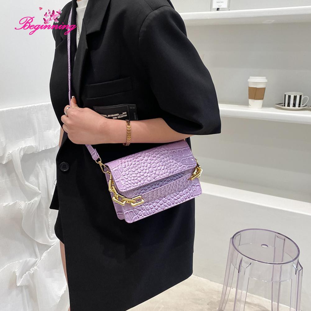 ❀beginning❀Exquisite Women Alligator Pattern Chain Shoulder Bag Casual PU Mini Flap Handbag❀