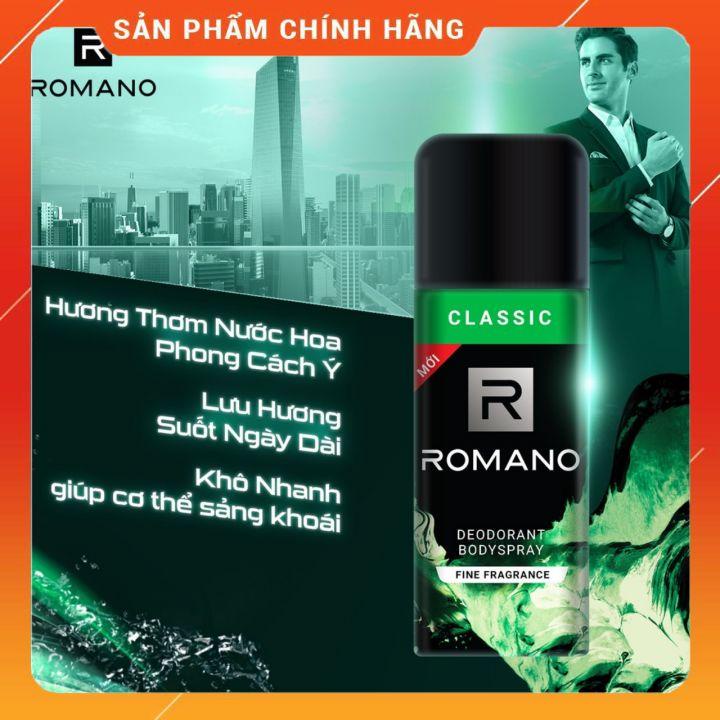 Xịt khử mùi ROMANO 150ml 48h dành cho nam  Khử mùi hiệu quả, Giảm tiết mồ hôi Mùi hương đầy nam tính thu hút