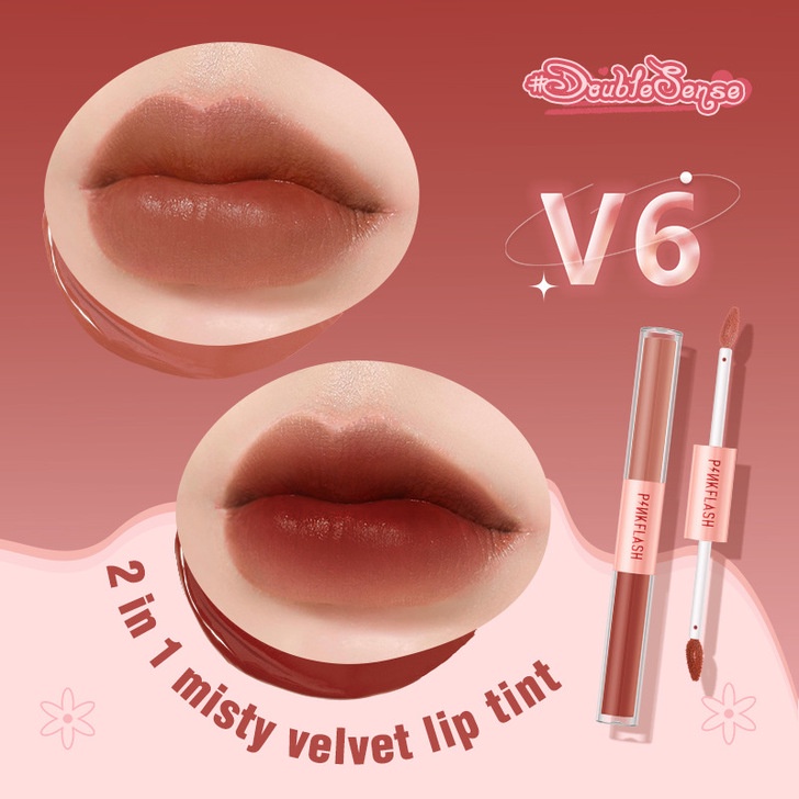Son kem tint lì PINKFLASH PF-L13 sắc tố cao lâu trôi 2 đầu chất son mờ và nhung tạo hiệu ứng kép cho môi 30g