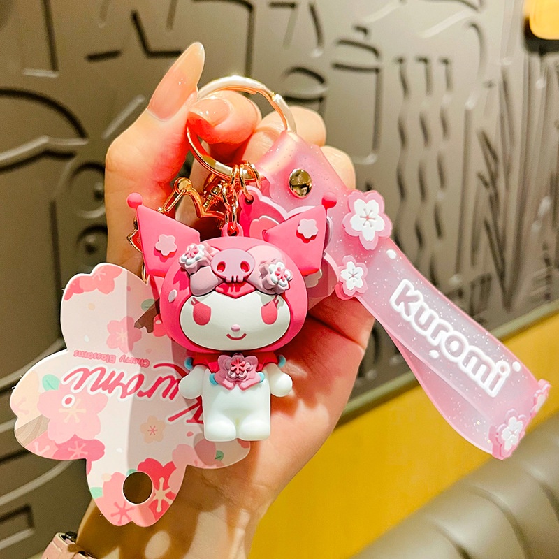 SANRIO Móc Khóa Hình Búp Bê Hello Kitty Màu Hồng Dễ Thương