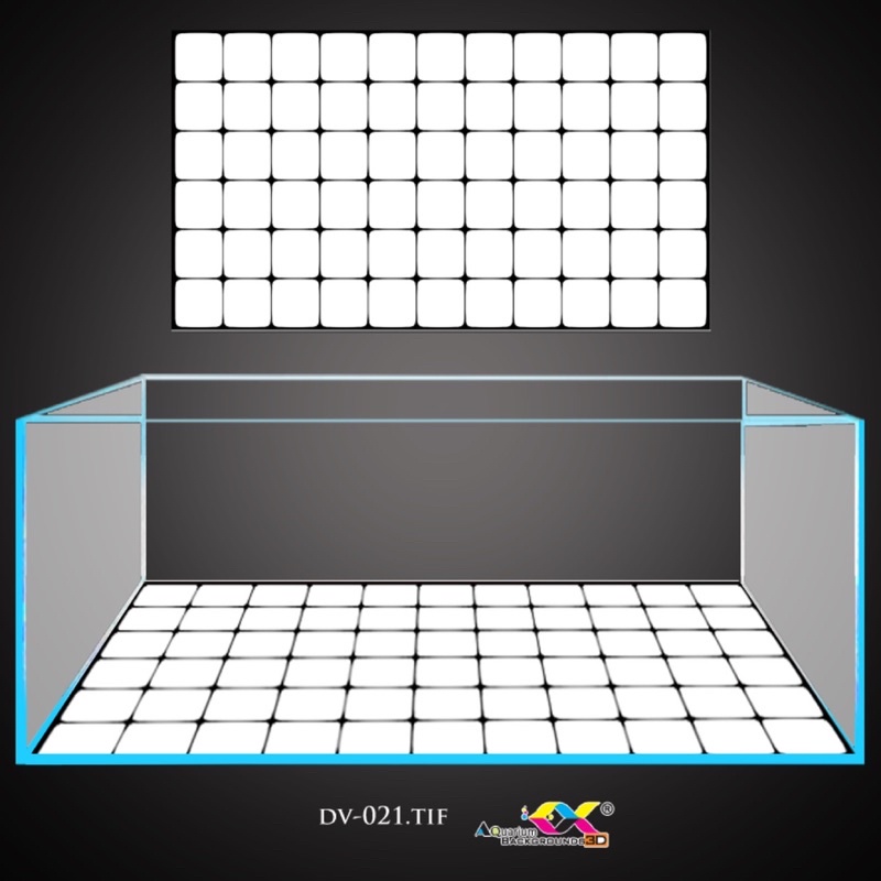 Tranh 3D dán đáy hồ cá mẫu kẻ caro ô cờ - nền trắng kẻ đen, có keo sẵn trên bề mặt, in mọi kích thước theo yêu cầu