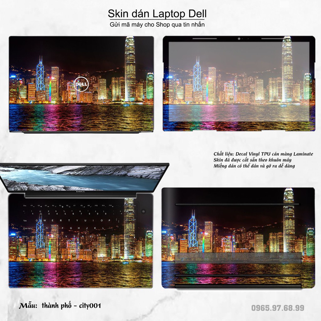 Skin dán Laptop Dell in hình thành phố (inbox mã máy cho Shop)