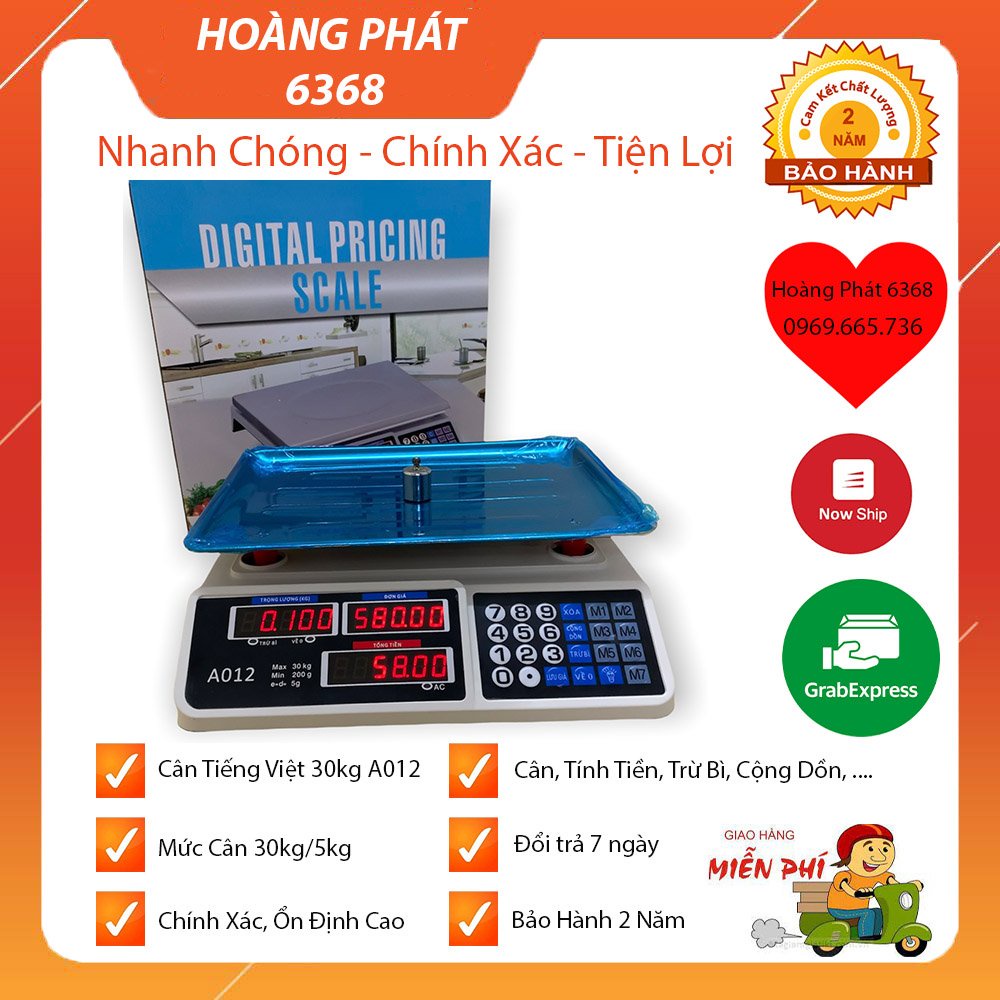 CÂN ĐIỆN TỬ TÍNH TIỀN TIẾNG VIỆT 30kg - 40kg - Phím Tiếng Việt Dễ Sử Dụng - BẢO HÀNH 2 NĂM [ GỌI LÀ CÓ ]
