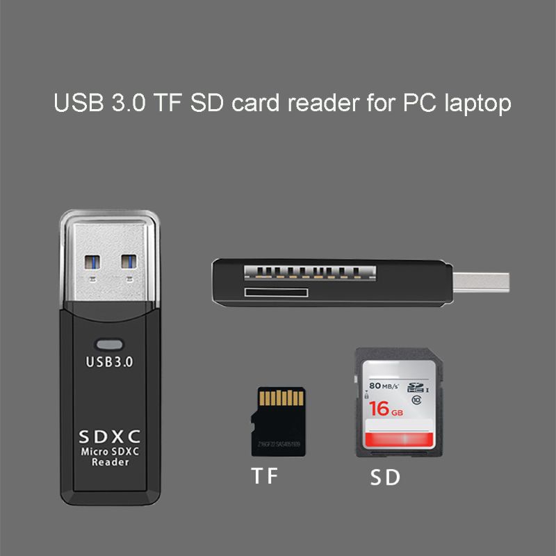 Đầu đọc thẻ nhớ TF SD có đầu cắm USB 3.0 chuyển đổi dữ liệu tốc độ cao 2 trong 1 cho PC/Laptop