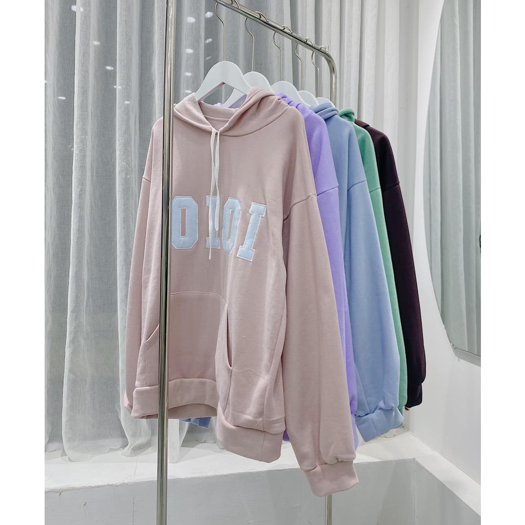 Áo nỉ hoodie OiOi màu pastel phong cách Hàn Quốc