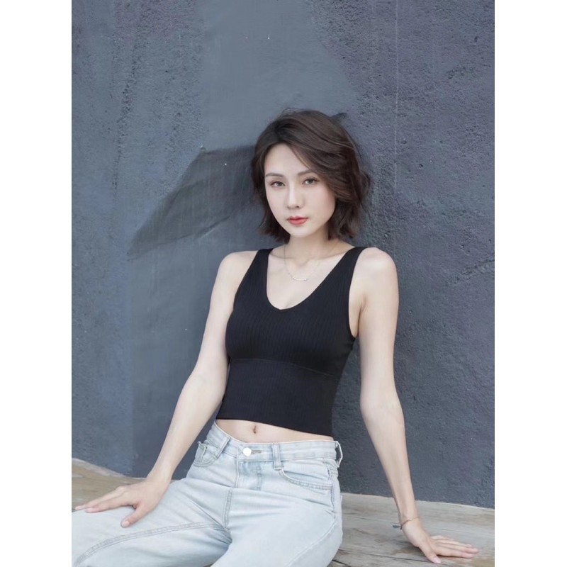 ♥️ Shop Uy Tín ♥️ AV09 Áo bra gân tăm 3 lỗ dáng dài Bralette thể thao nâng ngực