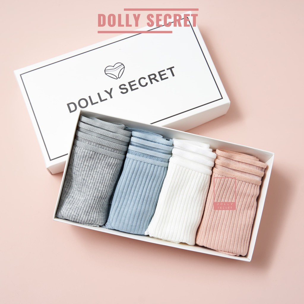 Quần lót cotton len tăm sợi tre cạp ren sọc kháng khuẩn thun lạnh dễ thương cho nữ LILY DOLLY SECRET QL029