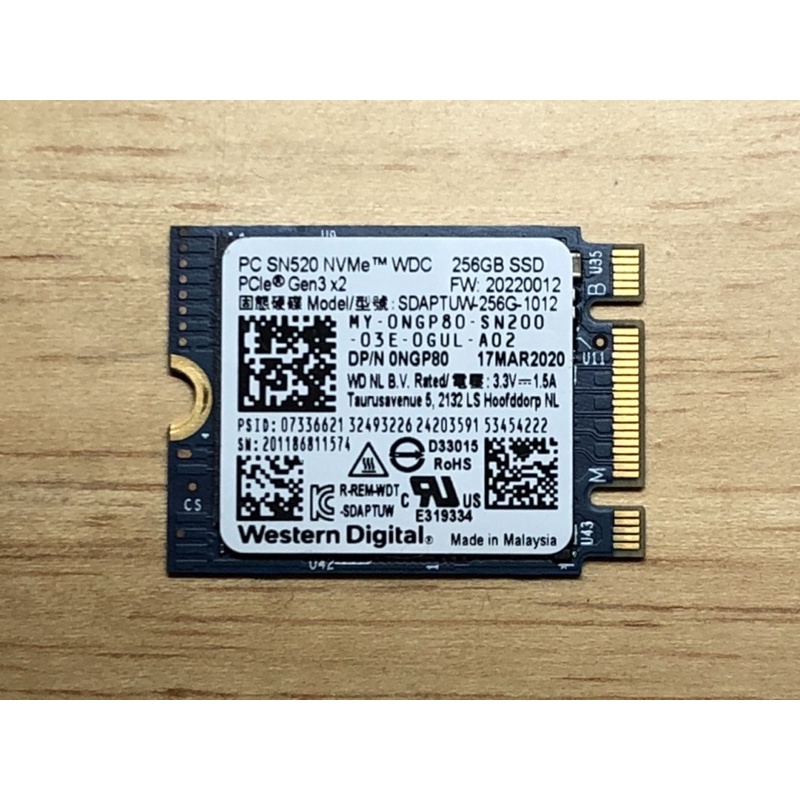 ổ cứng SSD NVMe gen 3x2 SN520 256Gb hàng new tháo máy