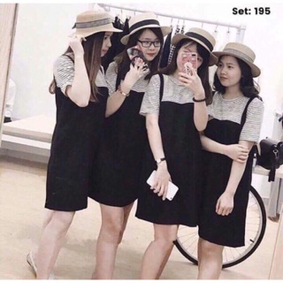 Sét yếm áo kẻ kèm ảnh thật