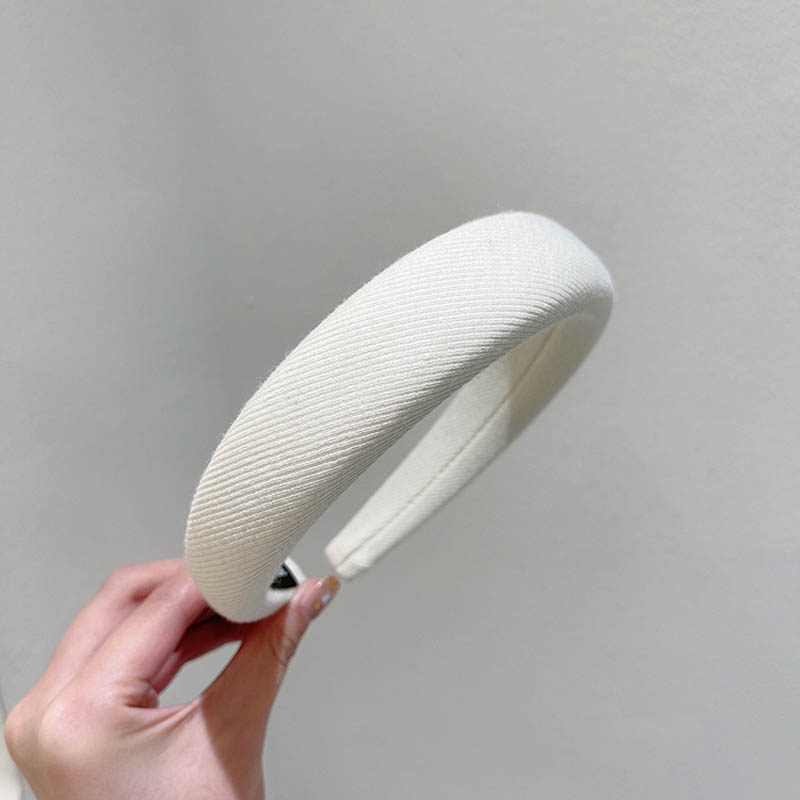 Cài tóc xốp nữ màu trơn bản rộng thanh lịch đơn giản phong cách Hàn Quốc