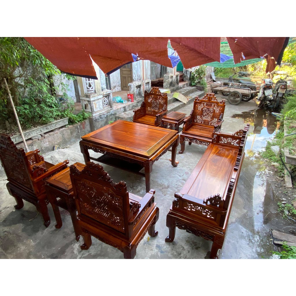 Trường kỷ ngũ lân vờn cầu đại gụ ta 8 món (TK1.2B1)