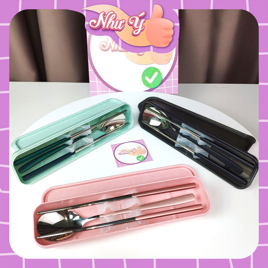 Bộ Đũa Nĩa Thìa Inox 304 Cá Nhân Cơm Trưa Văn Phòng Dã Ngoại Phủ Bóng Sang Trọng