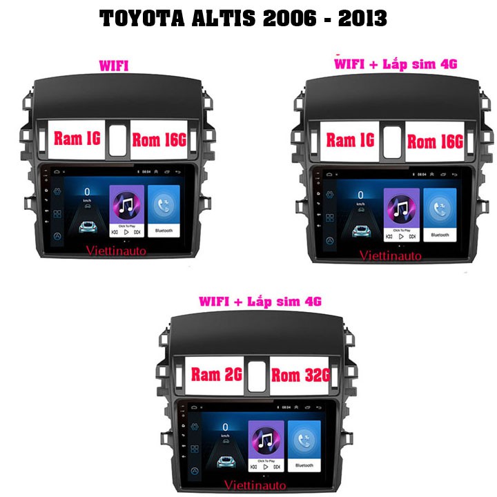 Màn hình Android theo xe Toyota Altis 2006-2013.