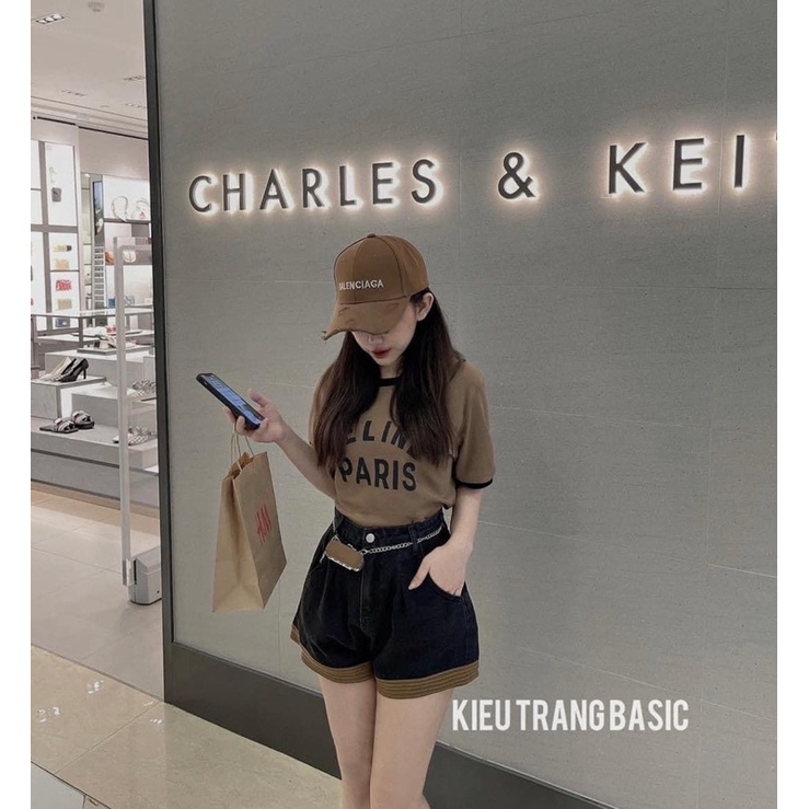 Kèm đai nâu-QUẦN SOOC JEAN TRƠN PHỐI GẤU NÂU