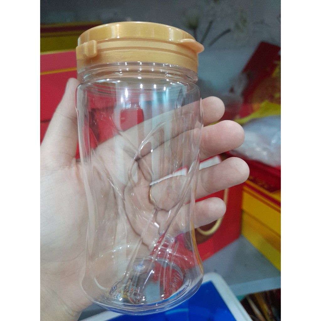 [GIÁ TỐT] Hủ Nhựa Pet Đựng Đường Phèn Nắp Vàng Đẹp