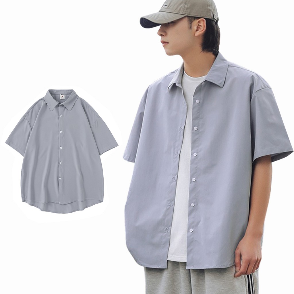 Áo Sơ Mi Nam Tay Ngắn  form Rộng Vải Kate Thoáng Mát QTSM02