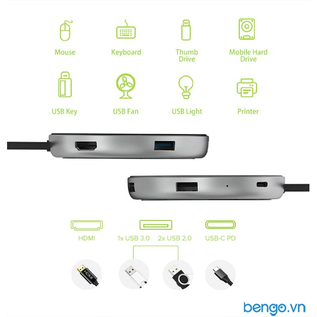 Cổng chuyển kiêm sạc không dây JCPAL USB-C Multiport