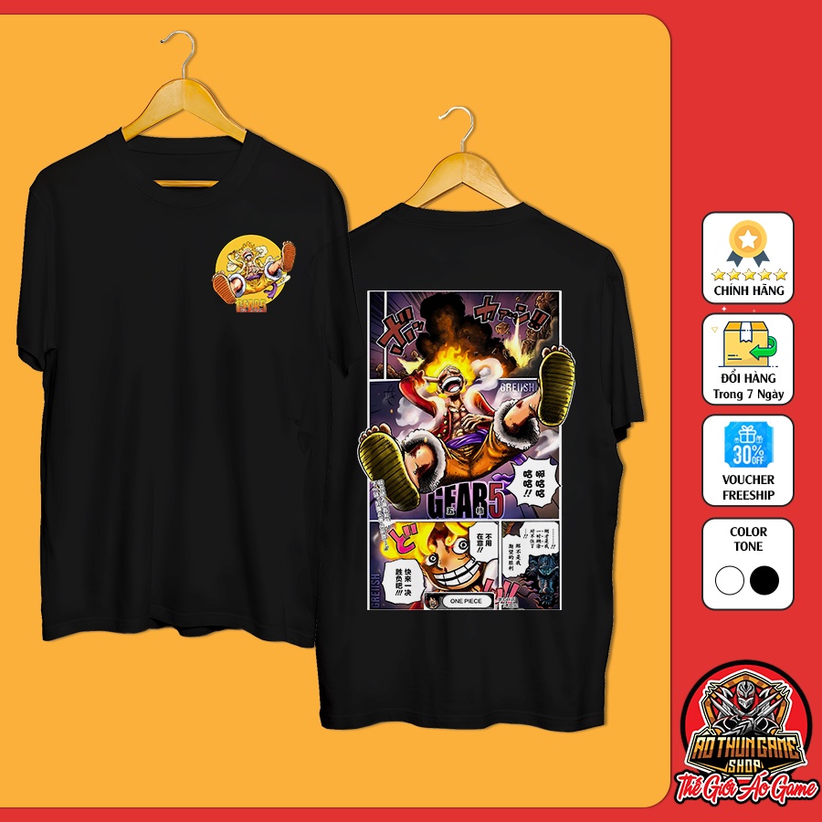 Áo thun One Piece Luffy Gear 5 Nika Thức Tỉnh Trái Ác Quỷ Zoan Thần Thoại, áo phông One Piece Luffy T17 / Thegioiaogame