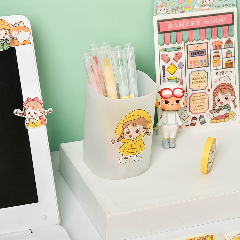 4 tờ nhãn dán trang trí tạp chí/ nhật ký với họa tiết hoạt hình đáng yêu (chưa cắt)