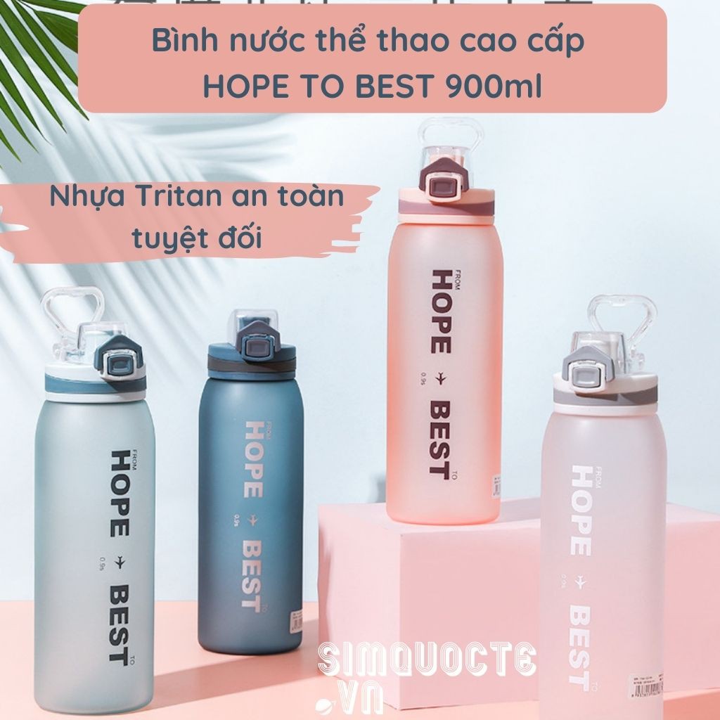 [GIÁ SỈ] Bình Nước Thể Thao Nhựa Tritan 900ml Hope To Best- Bình nước tập gym, thể thao, du lịch, đi làm, đi chơi