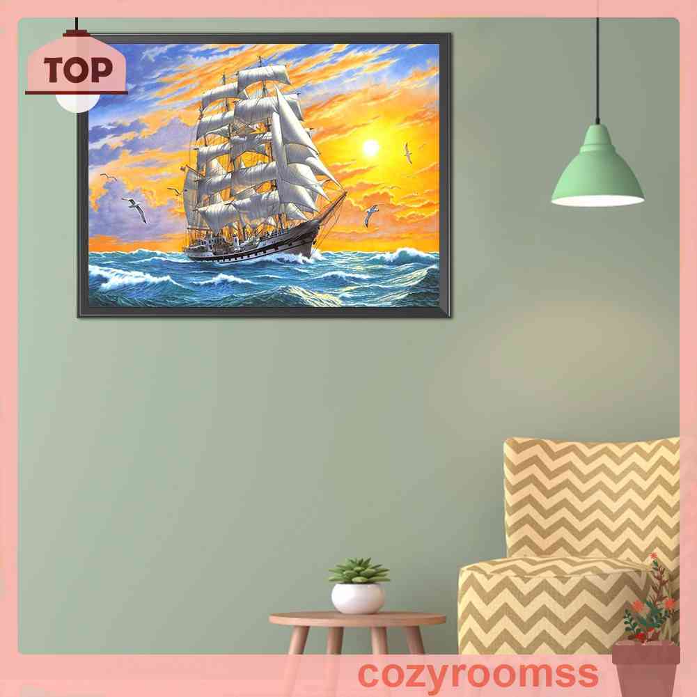 Bộ Tranh Thêu Chữ Thập Toàn Diện 11CT DIY Hình Thuyền Buồm