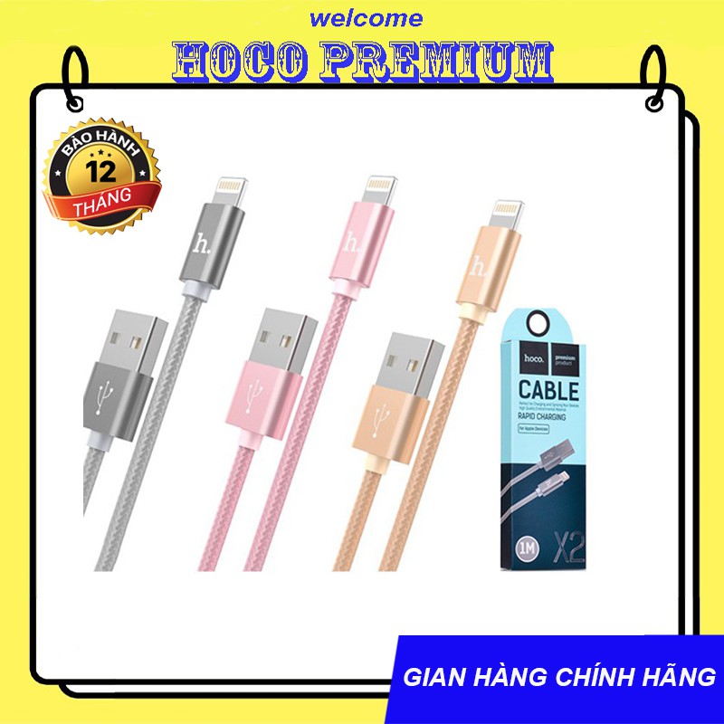 Cáp sạc nhanh Hoco X2 dây dù 2.1A full iPhone, Android, iPad dây dài 1m - Chính hãng