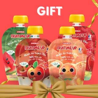 [QUÀ TẶNG KHÔNG BÁN]Nước Ép Thạch Trái Cây Tự Nhiên - ANDROS Fruit Me Up Jelly Juice - 4 Vị 4 Túi 90g x4