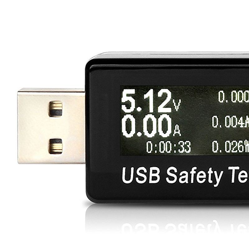 USB Safety Security Tester Đèn LED Vôn kế kỹ thuật số Ampe kế Dung lượng pin Chỉ báo Điện áp Đồng hồ đo nguồn điện