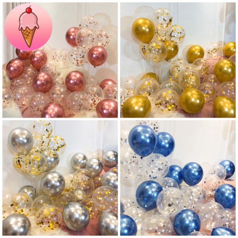 Set 10 bóng siêu nhũ mix bóng kim tuyến trang trí sinh nhật tiệc cưới siêu đẹp sang chảnh - Kem Shop K202
