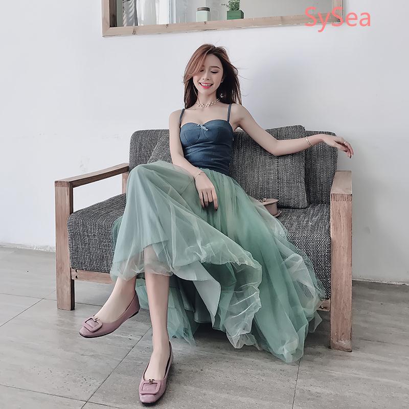 Đầm Dáng Dài Phối Lưới Thời Trang Đi Biển Cho Phái Nữ