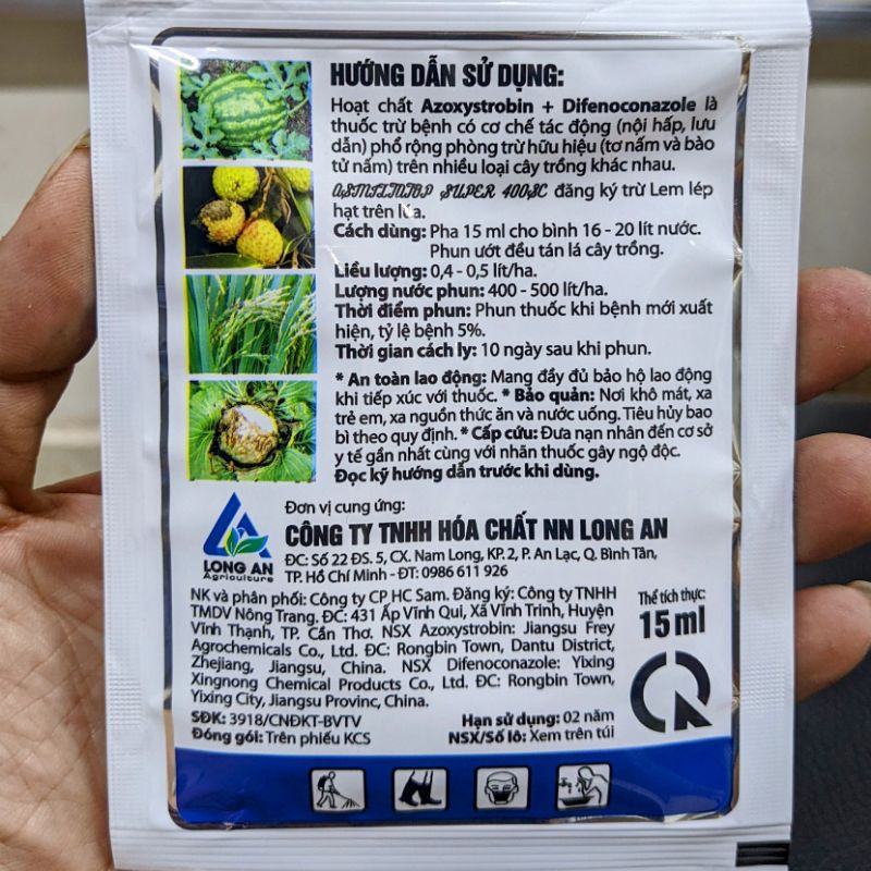 Thuốc trừ nấm bệnh Amistatop 15ml. Trị vàng lá, đốm lá, thán thư, tẩy mã, sáng mã, đốm lá hoa hồng, cúc