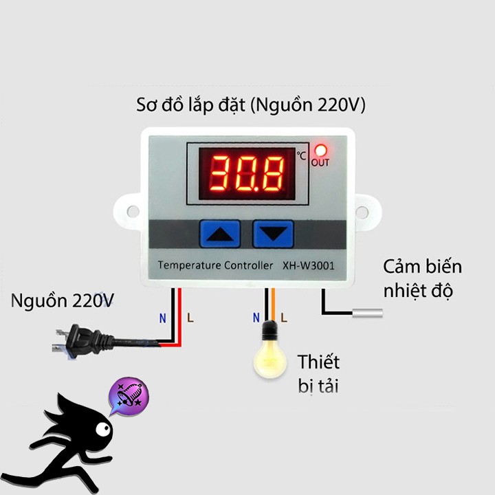 CÔNG TẮC CẢM BIẾN NHIỆT ĐỘ XH-W3001 220V