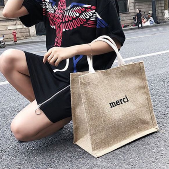 Túi cói đi biển Merci hàng QC cao cấp.