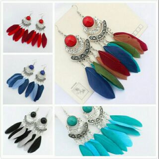 Khuyên tai - bông tai lông vũ Boho, Bohemian, vintage, retro
